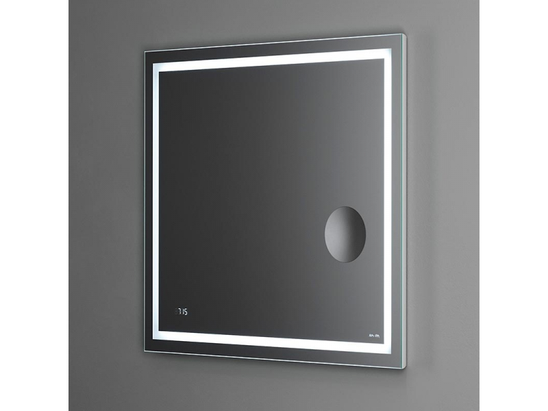 Купить Зеркало Am.Pm Gem M91AMOX0803WG, 80 см с контурной Led-подсветкой, часами и косметическим зеркалом