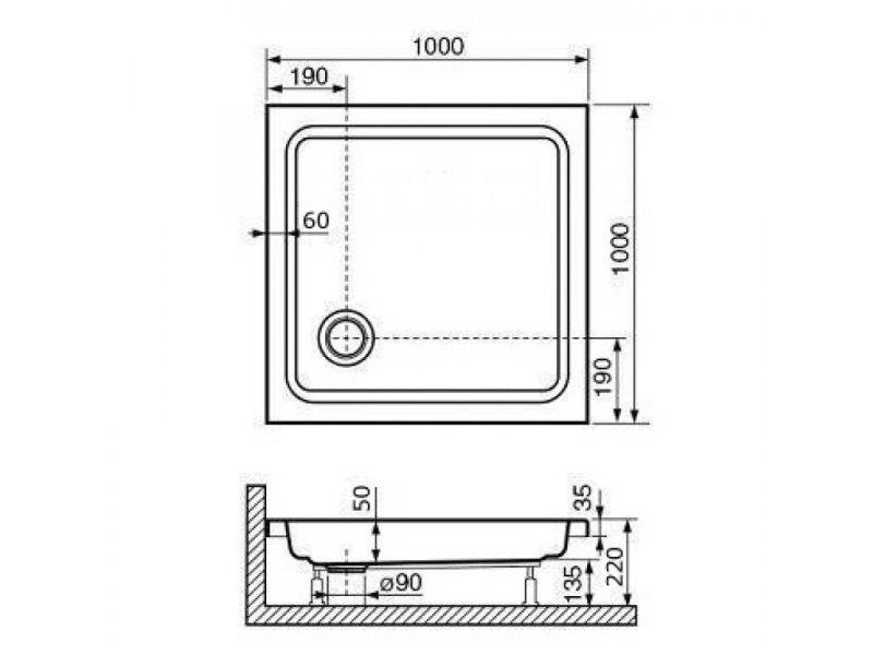Купить Душевой поддон RGW Style 16180100-11 100 x 100 см акриловый, квадратный, цвет белый