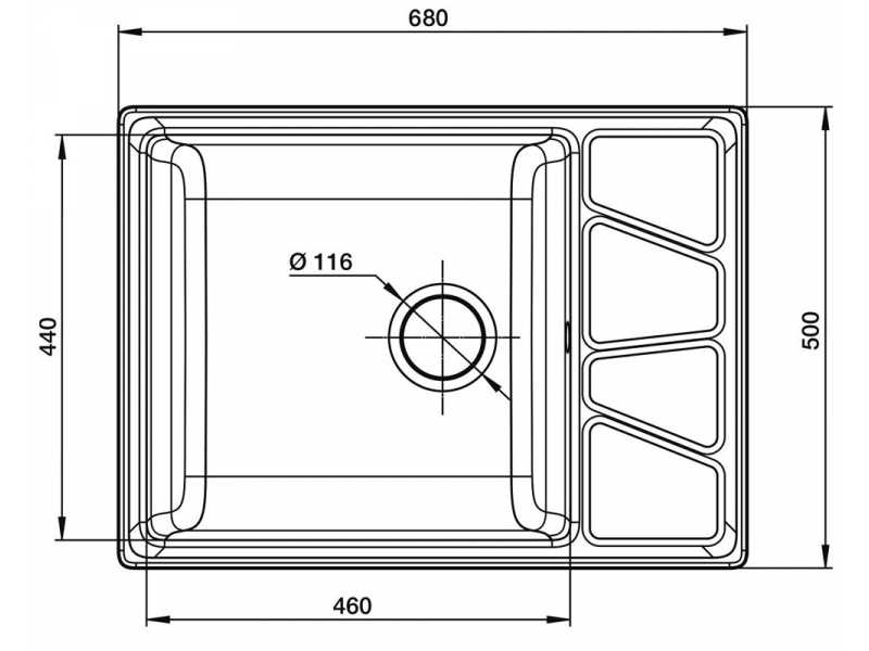 Купить Кухонная мойка GranFest Vertex GF-V-680 L, 68х50 см, иней