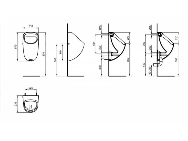 Купить Писсуар подвесной Ideal Standard Connect, подводка сзади, белый, E567101