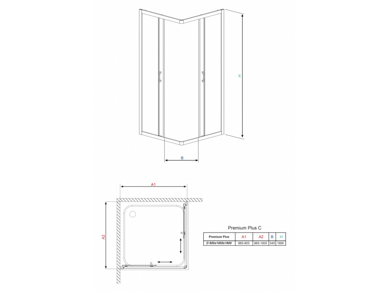 Купить Душевой уголок Radaway Premium Plus D, 90 x 100 x 190 см, прозрачное стекло (30436-01-01N)