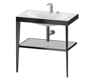 Консоль напольная Duravit XViu XV4715EB210 80 x 48 x 85 см с полкой, с раковиной без перелива, 2 отв., black matt/crome