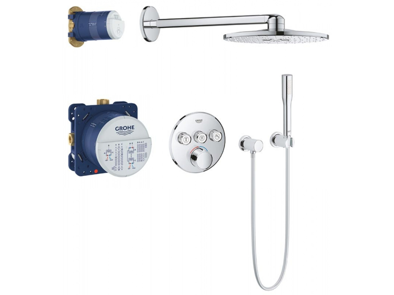 Купить Душевая система Grohe SmartControl 34709000, с термостатом и верхним душем, хром