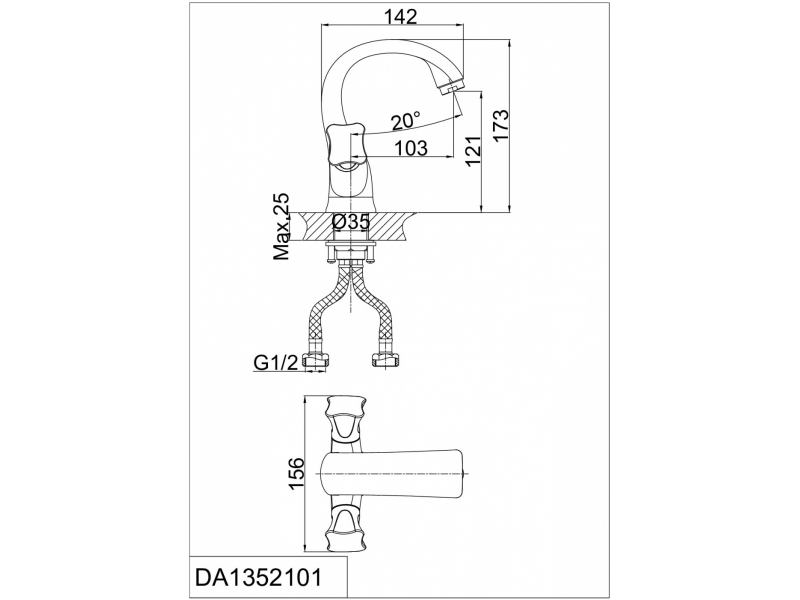 Купить Смеситель D&K Grimm Hessen DA1382101 для раковины