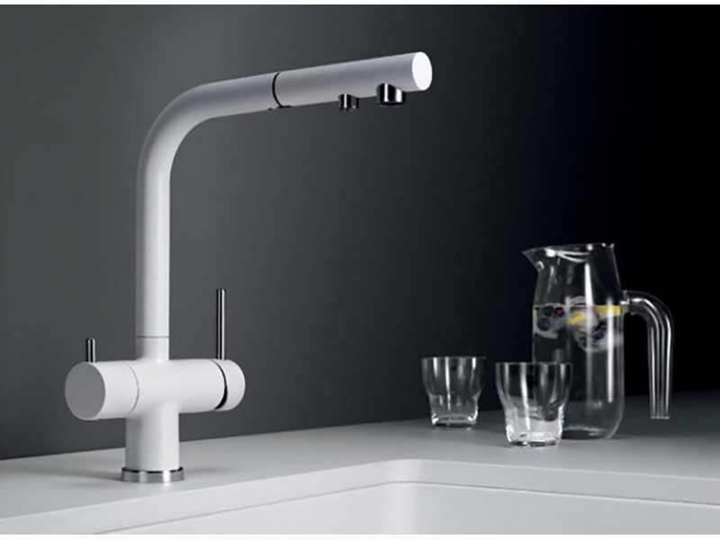 Купить Смеситель Blanco Fontas-S II 525204, для кухни, с краном для питьевой воды, белый