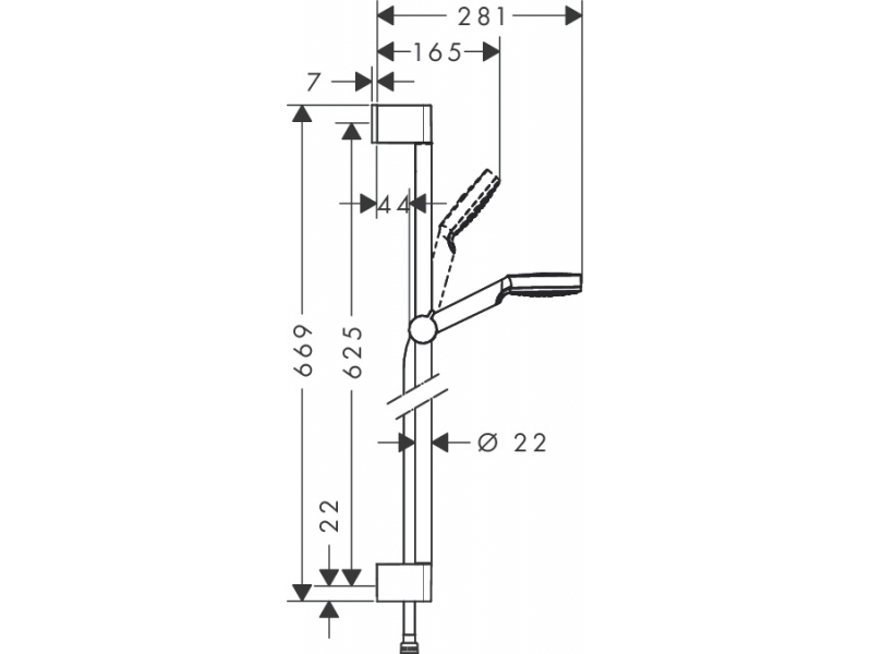 Купить Душевой гарнитур Hansgrohe Crometta 1jet 26533400, штанга 65 см, белый/хром