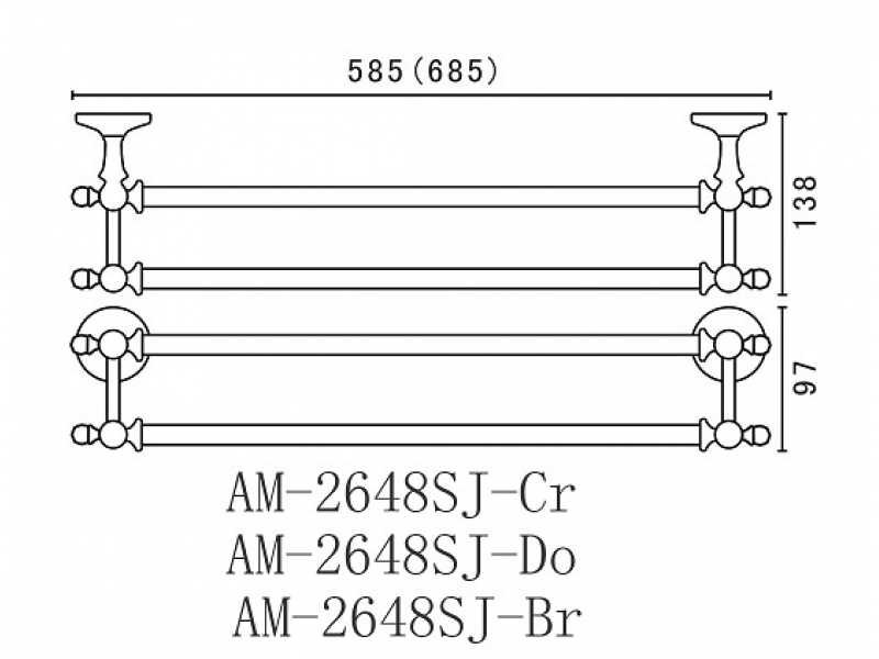 Купить Двойной полотенцедержатель Art&Max Antic Crystal AM-E-2648SJ-Br, 58.5 см, бронза