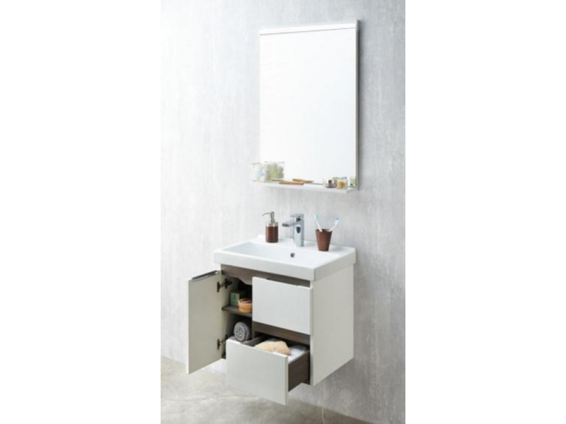 Купить Зеркало Акватон Рене 1A222302NR010 60 x 85 см настенное с подсветкой, цвет белый/грецкий орех