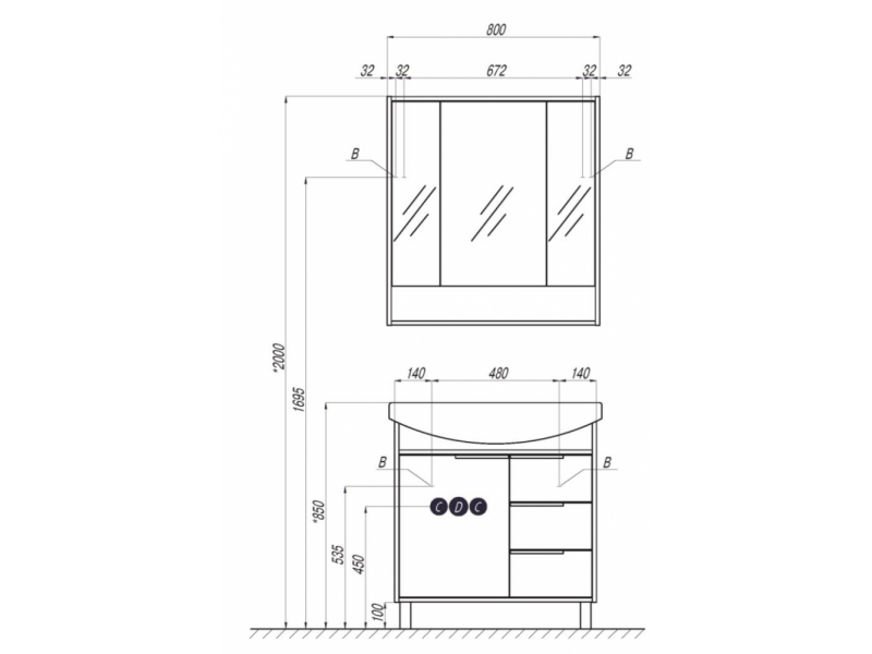 Купить Зеркало-шкаф Акватон Рико 80 см 1A215302RIB90