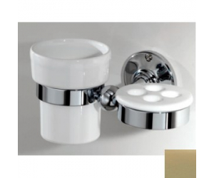 Стакан с держателем для щеток Devon&Devon CAVENDISH WM06, светлое золото