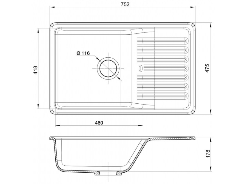 Купить Кухонная мойка GranFest Quarz Z 72, 75.2 x 47.5 см, терракот