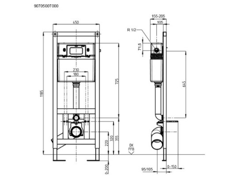 Купить Инсталляция для унитаза Sanit 995N 90.725.00.T000, 118,5*45 см