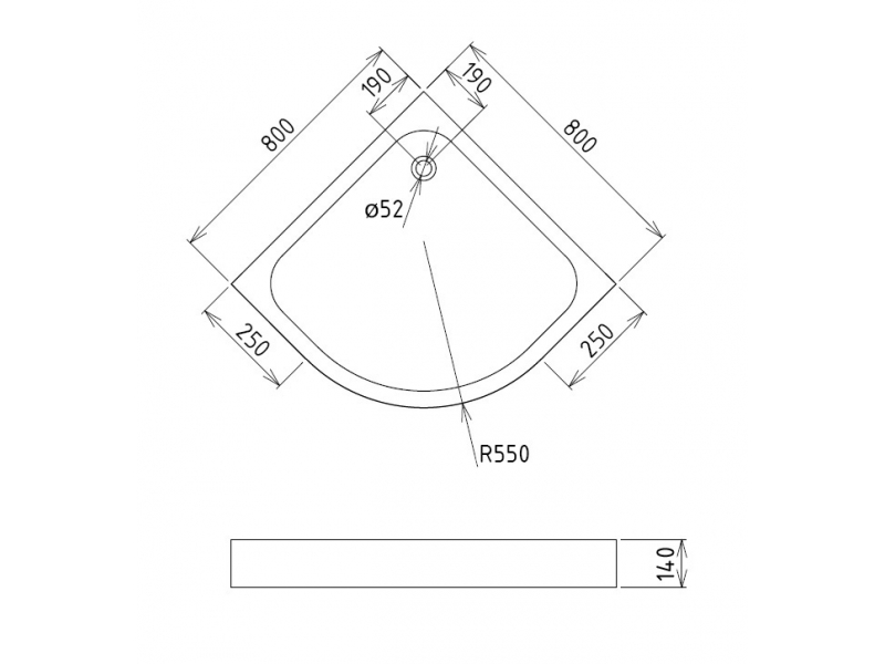 Купить Душевой поддон Gemy ST06T 80 x 80 см, четверть круга, белый