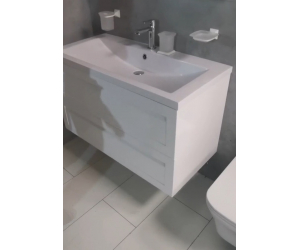 Тумба под раковину Art&Max AM-Platino-900-2C-SO-BL, 90 x 49 x 55 см подвесная, белый глянцевый