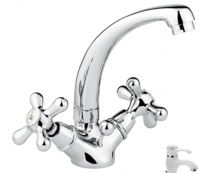 Смеситель для раковины Emmevi Deco Classic 12913BC, белый/хром