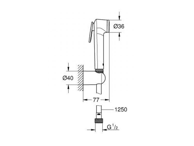 Купить Гигиенический душ Grohe Tempesta-F 26354000 с душевым шлангом Silverflex 1250 мм