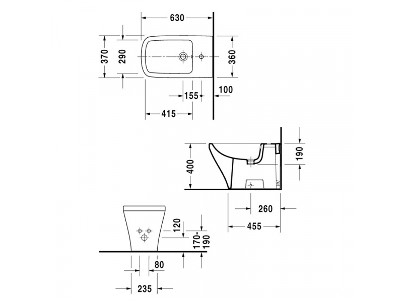 Купить Биде Duravit Durastyle 2283100000 напольное, 370*630 мм