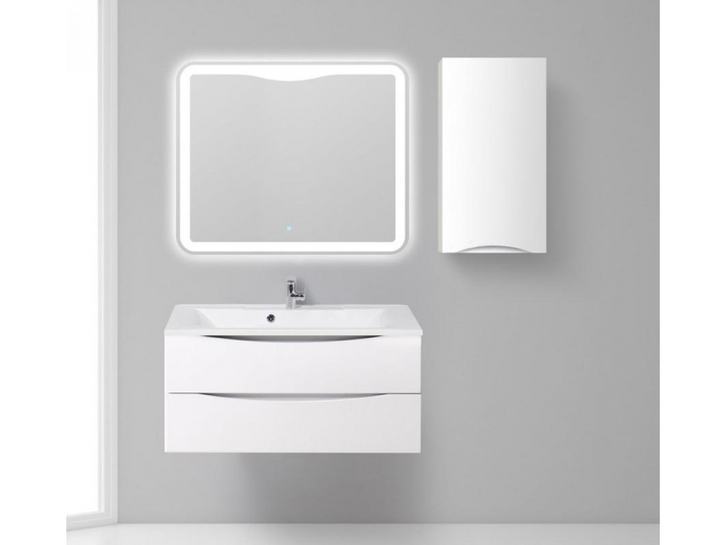 Купить Шкаф подвесной BelBagno FLY-MARINO-750-1A-SC-BL-P-L, 40 х 30 х 75 см, Bianco Lucido/белый глянец, левосторонний