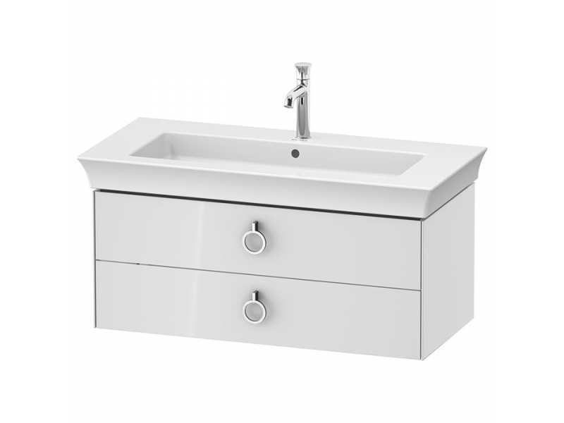 Купить Тумба под раковину Duravit White Tulip 105 см подвесная, 2 ящика, белый матовый, WT435203636 + UV986307777