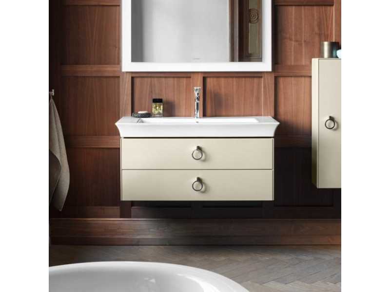 Купить Тумба под раковину Duravit White Tulip 105 см подвесная, 2 ящика, белый матовый, WT435203636 + UV986307777