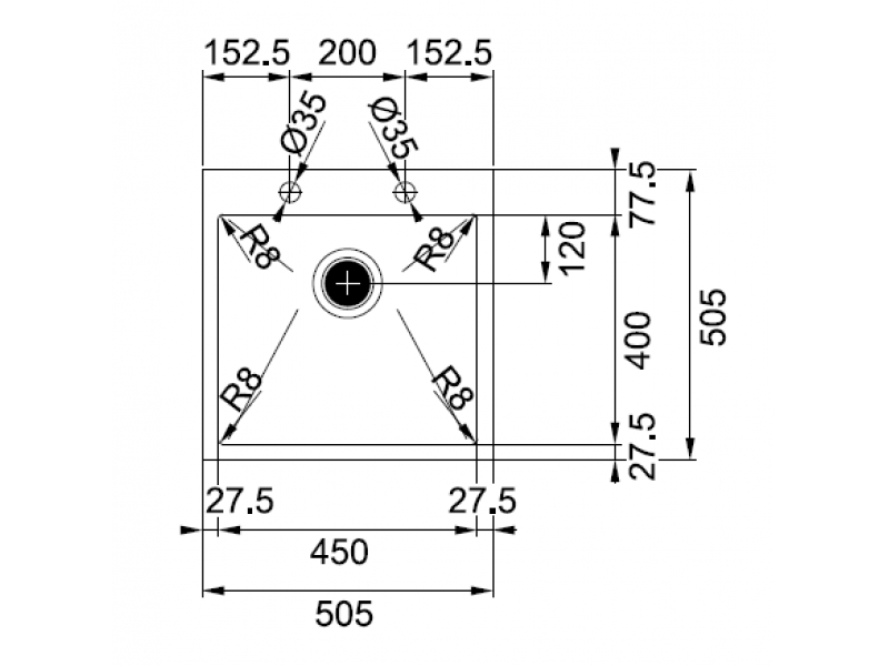 Купить Мойка Franke PLANAR 8 PEX 210-51 TL, 127.0203.475, установка сверху, SlimTop, нержавеющая сталь, полированная, 50,5*50,5 см