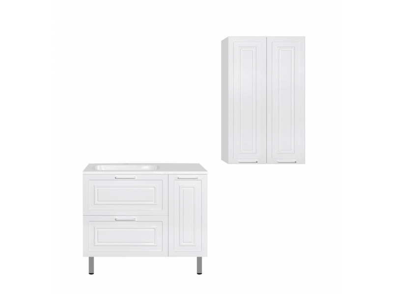 Купить Шкаф Style Line Альба 60 см, ЛС-000010051, Люкс, подвесной, 2 ящика, корзина, белый