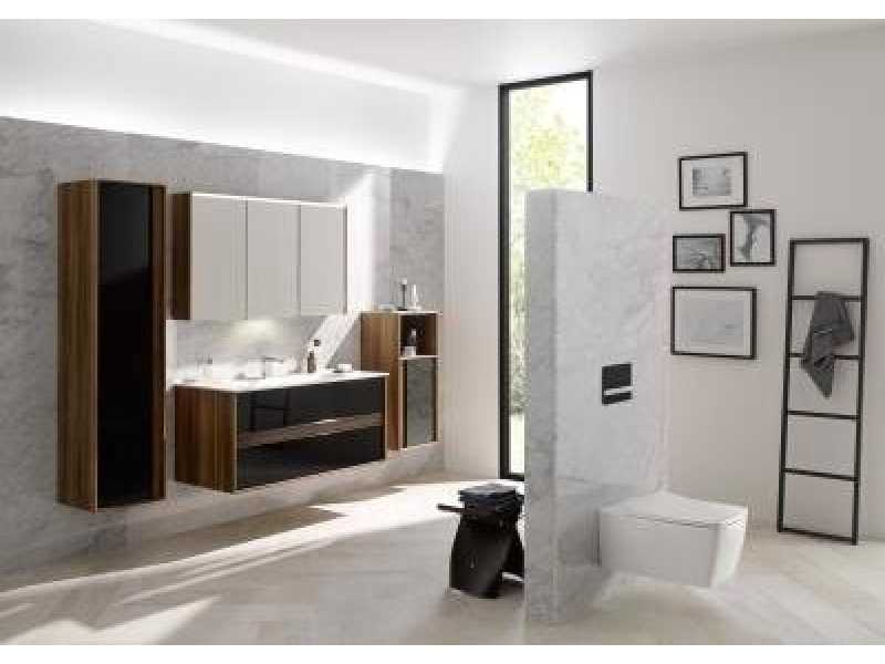 Купить Шкаф Vitra Metropole 58208 40 см, левосторонний, цвет сливовое дерево, фасад черное акриловое стекло
