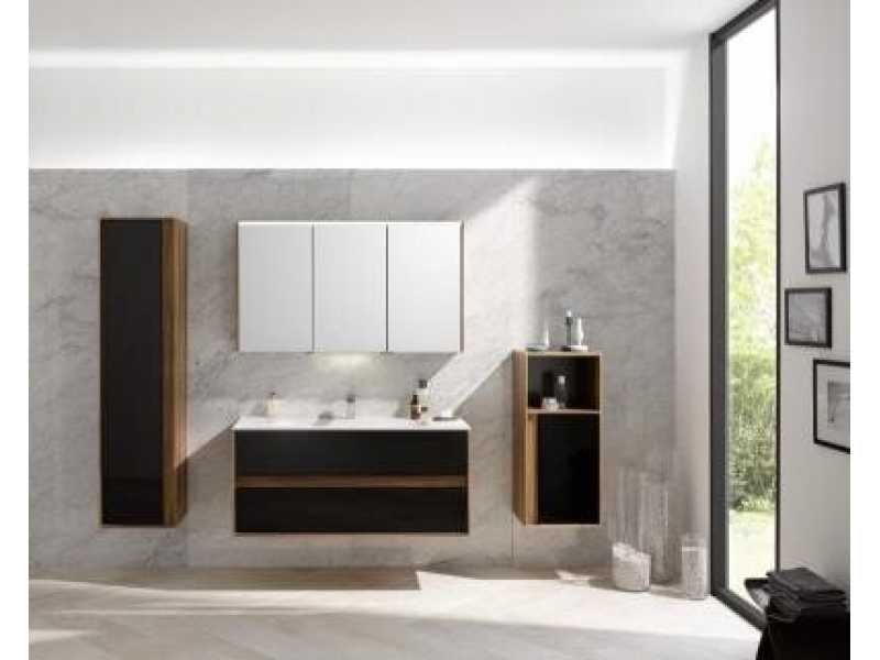 Купить Шкаф Vitra Metropole 58208 40 см, левосторонний, цвет сливовое дерево, фасад черное акриловое стекло
