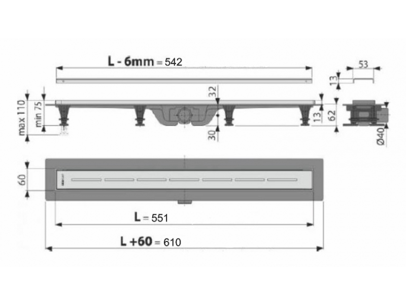 Купить Душевой лоток AlcaPlast APZ18-550M Simple