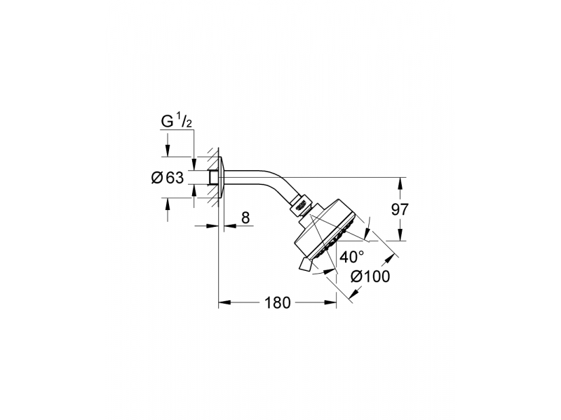 Купить Верхний душ Grohe New Tempesta Cosmopolitan 100 III 26090001 (26090000), 100х100 мм, 3 режима струи, с держателем