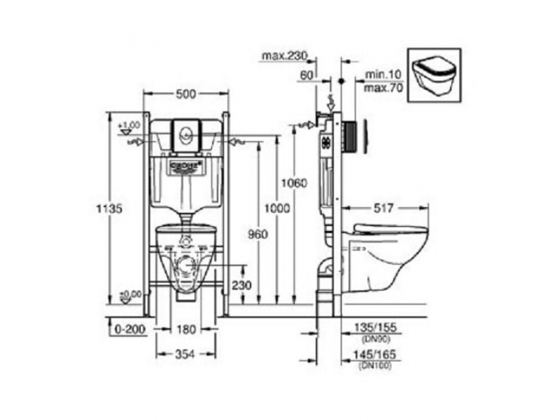 Купить Инсталляция с подвесным унитазом Grohe Rapid SL Solido 39117000