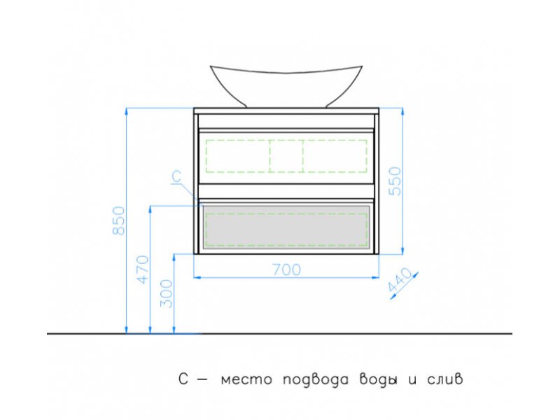Купить Тумба под раковину Style Line Монако 70 ЛС-00000633 Plus, 70 см, подвесная, ориноко/белый лакобель