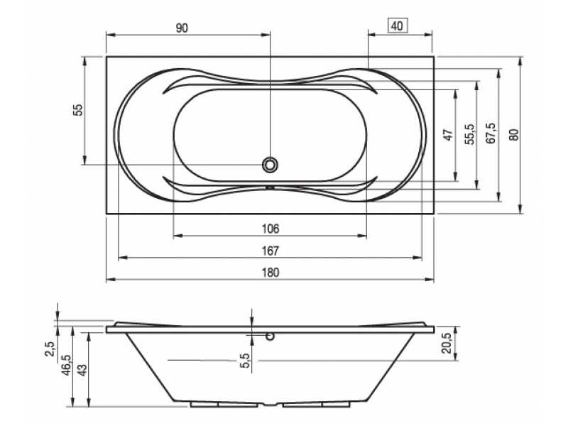 Купить Ванна гидромассажная Riho Supreme 180 x 80 см, AIR
