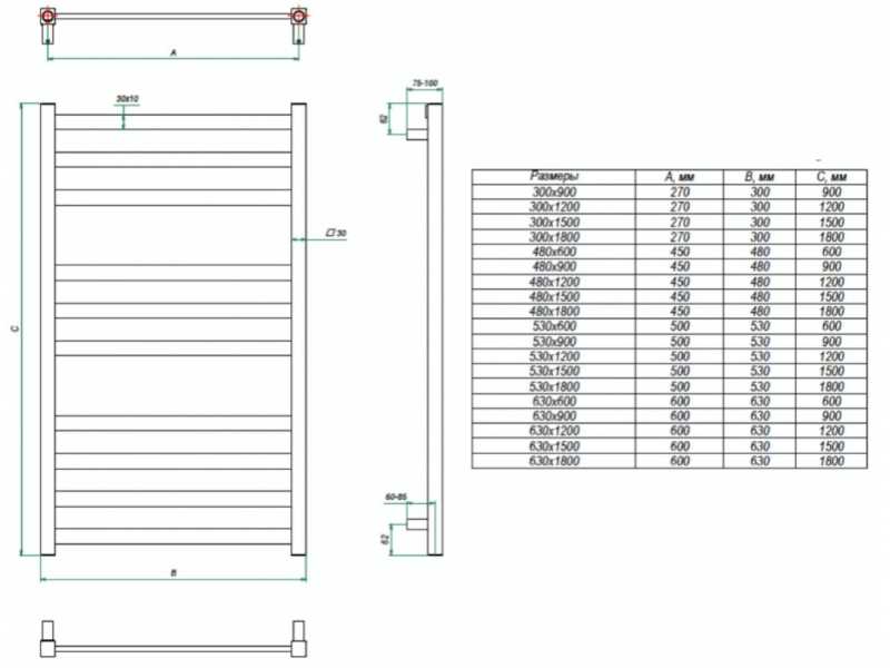 Купить Полотенцесушитель водяной Grota Vento 30 x 120 см, ширина 30 см, высота 120 см, крашеный белый