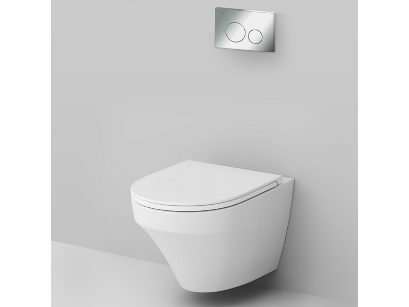 Купить Инсталляция Am.Pm Inspire, IS49051.501700 с безободковым унитазом Inspire FlashClean, клавиша Pro L глянцевый хром, крышка микролифт