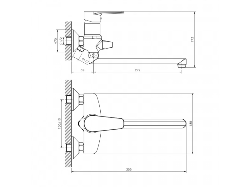 Купить Смеситель Decoroom DR72043, для ванны и душа, хром