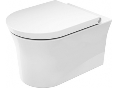 Подвесной безободковый унитаз Duravit White Tulip 37 x 54 см, белый, сиденье микролифт, 2576092000 + 0027090000