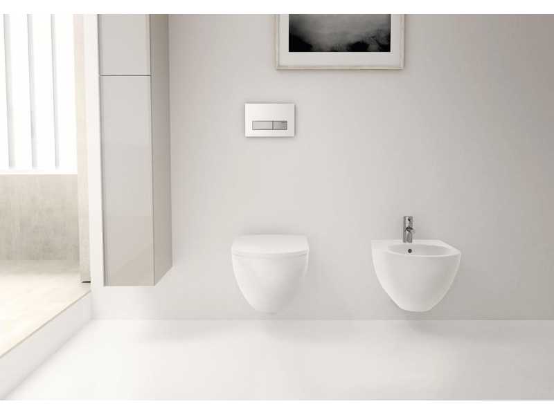 Купить Инсталляция Geberit с безободковым унитазом Geberit Acanto Rimfree 500.128.21.A, сиденье микролифт, клавиша хром, комплект Идеальная пара