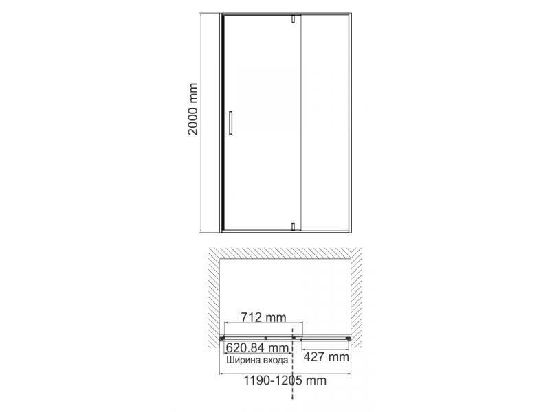 Купить Душевая дверь WasserKRAFT 19P05, универсальная, 120 х 200 см