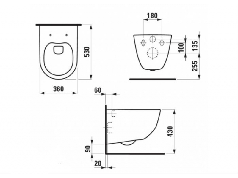 Купить Подвесной унитаз Laufen Pro Rimless 8.2096.6.000.000.1, безободковый