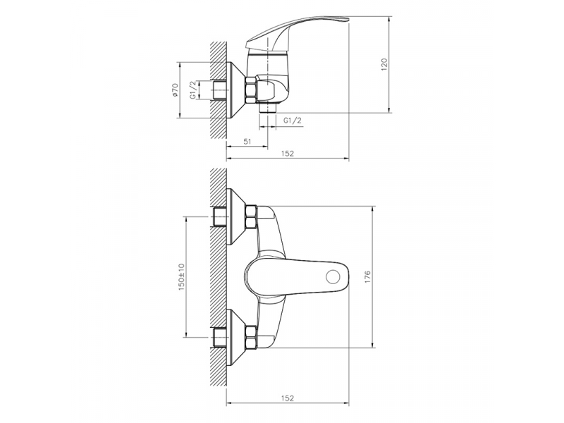 Купить Смеситель Decoroom DR71055, для душа, хром