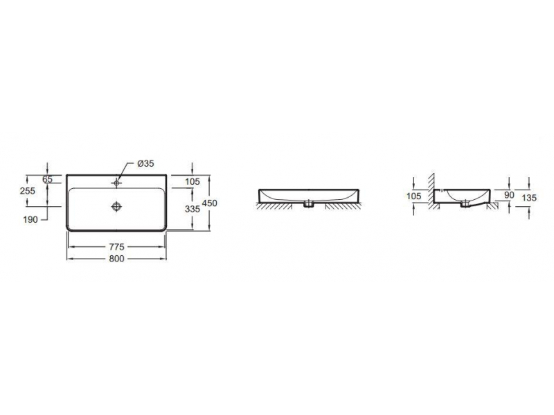 Купить Раковина накладная Jacob Delafon Vox EVC012-00, 80 x 45 см, без переливного отверстия