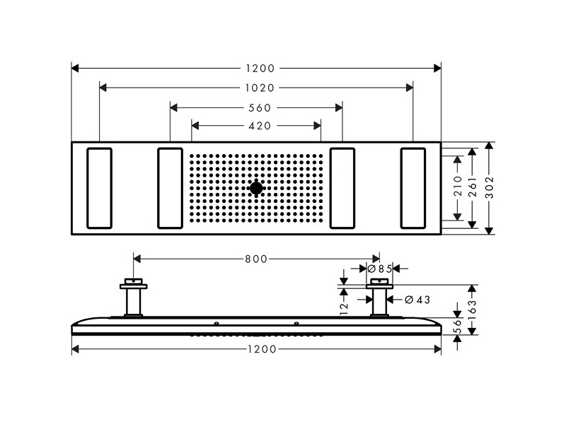 Купить Верхний душ Axor Shower Heaven 10637000, 120x30 см, 3 режима струи, с держателем