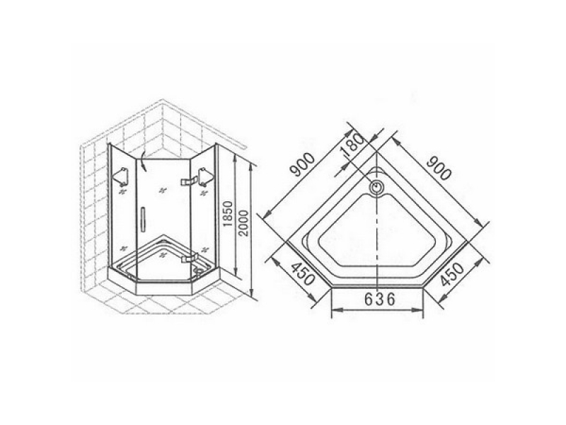 Купить Душевой уголок Appollo TS-0259, 90 х 90 х 200 cм, стекло прозрачное