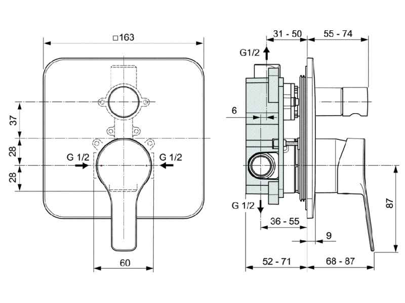 Купить Смеситель Ideal Standard Entella встраиваемый для ванны и душа, хром, A6949AA