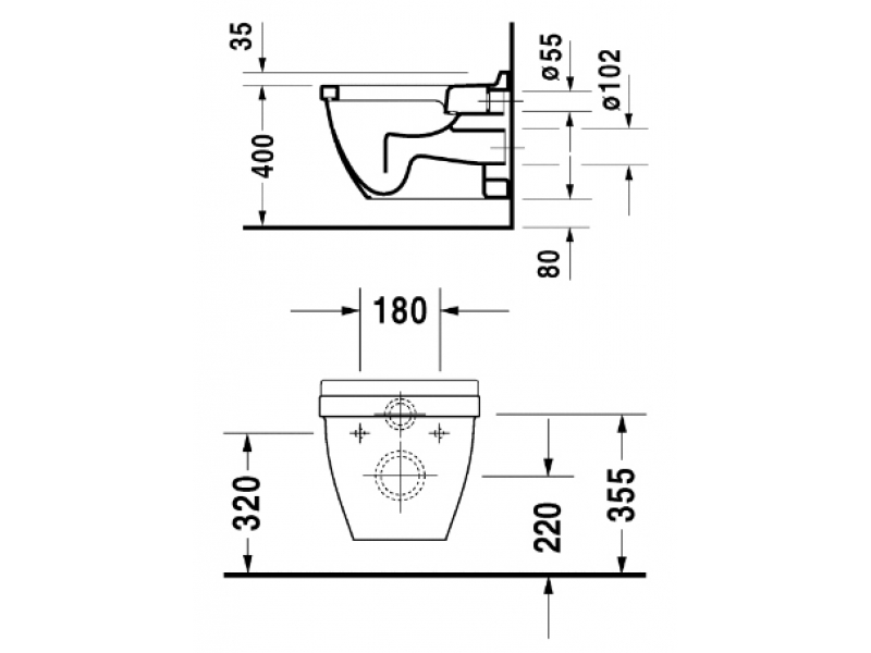 Купить Подвесной унитаз Duravit Starck 3 2201090000, с полочкой, 54*36 см