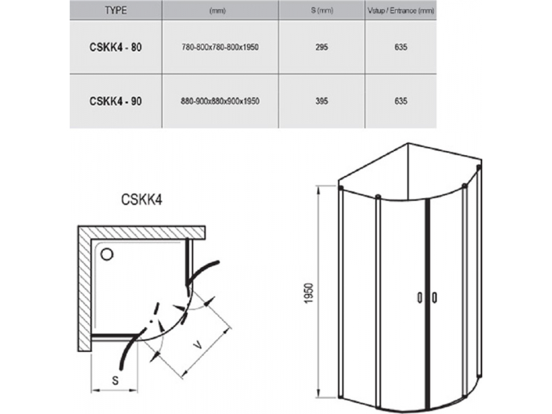 Купить Душевой уголок Ravak Chrome CSKK4-80, профиль блестящий, витраж транспарент, 3Q140C00Z1
