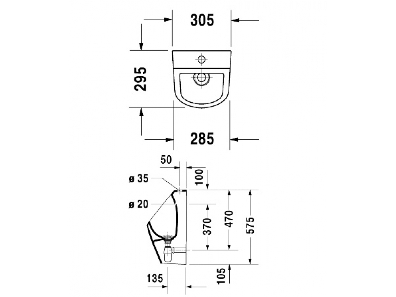 Купить Писсуар Duravit D-Code 0828300000, с внешним подключением