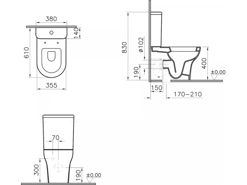 Купить Напольный унитаз Vitra Zentrum 9012B003-7202 крышка микролифт