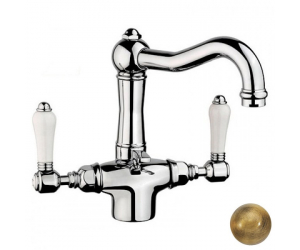 Смеситель Nicolazzi P.M. Blanc 1432BZ78 для раковины, ручка белая керамика, бронза